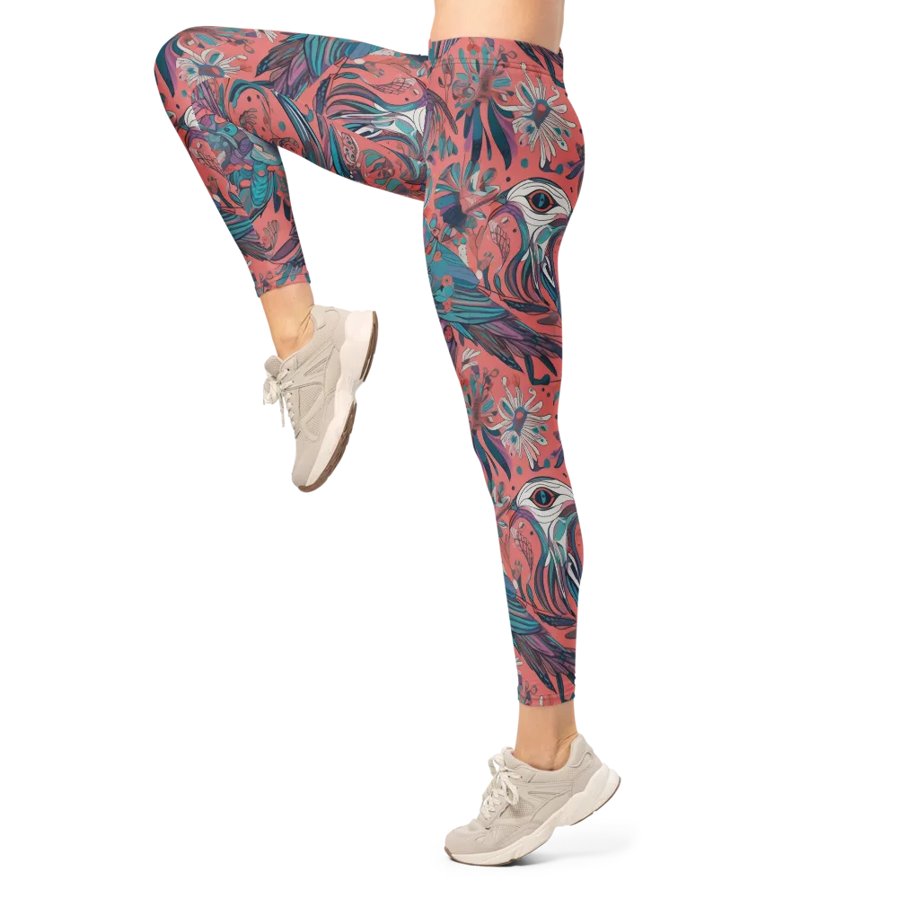 Coral Aviary on Leggings — Left