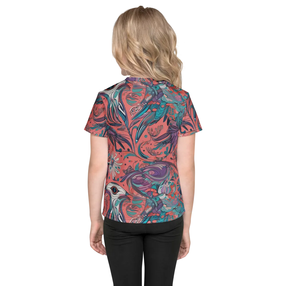Coral Aviary on Kids Crew Neck T-Shirt — Back