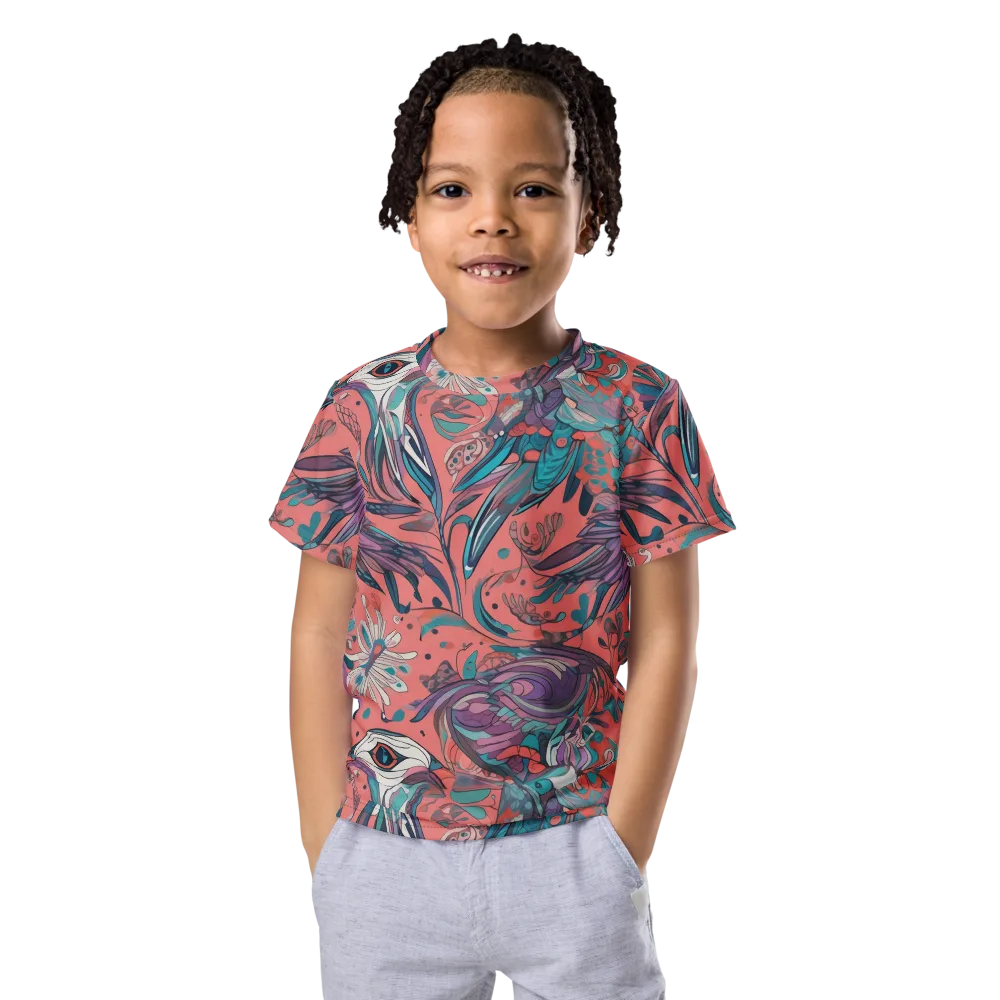 Coral Aviary on Kids Crew Neck T-Shirt — Front