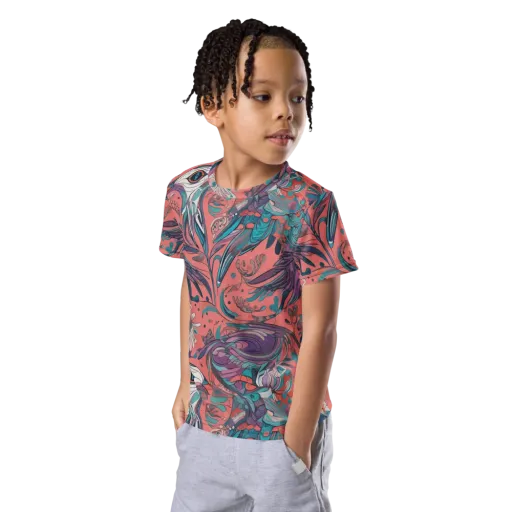 Coral Aviary on a Kids Crew Neck T-Shirt