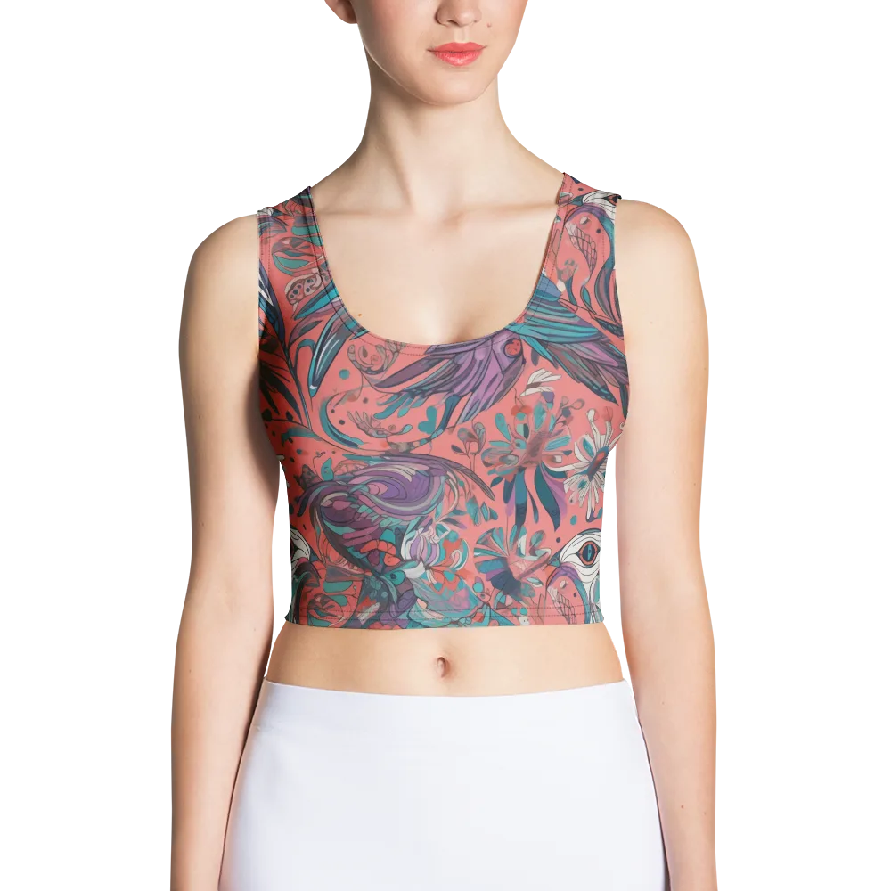 Coral Aviary on Crop Top — Front