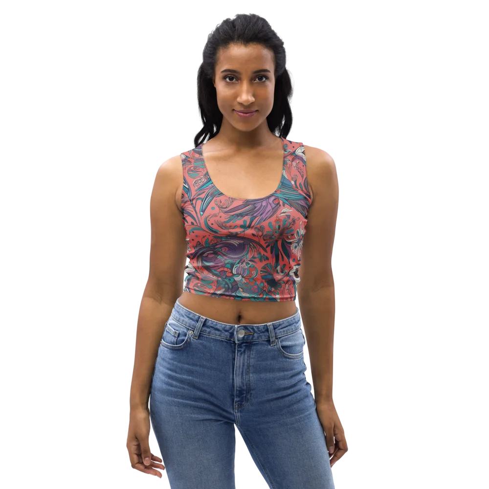 Coral Aviary on Crop Top — Front