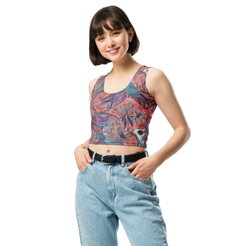 Coral Aviary on Crop Top — Front