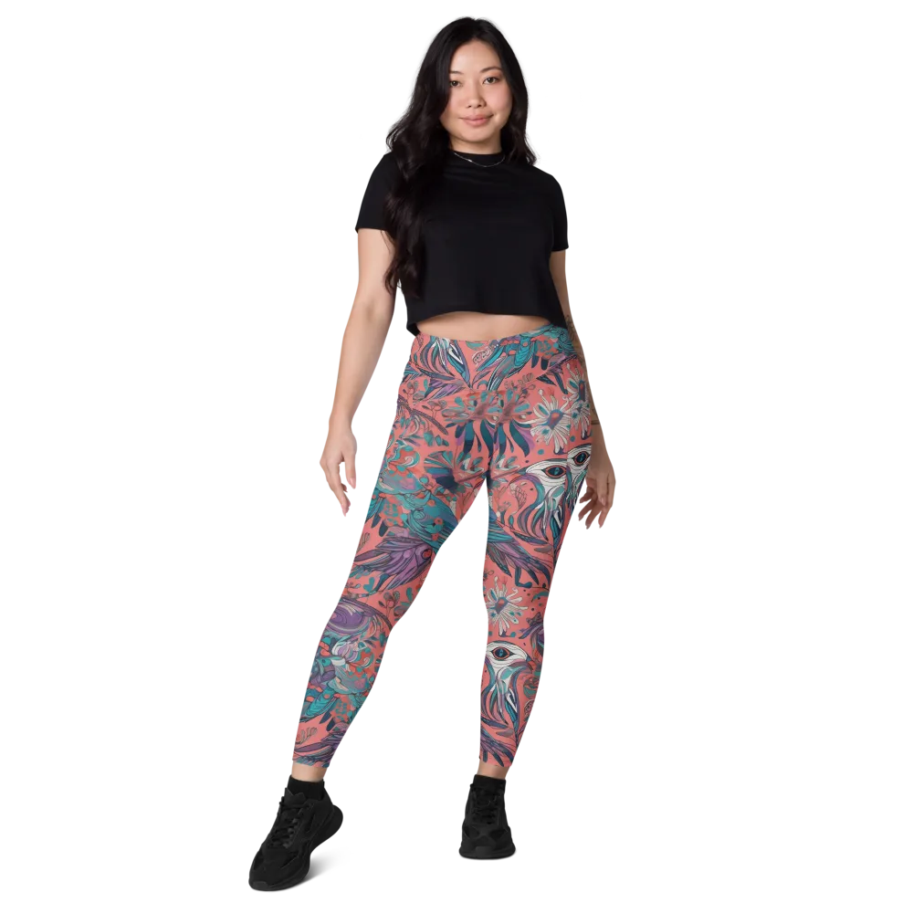 Coral Aviary on Leggings with Pockets — Front
