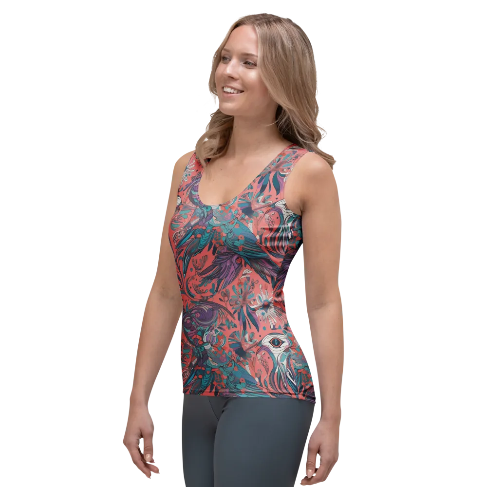Coral Aviary on Women's Tank Top — Left Front