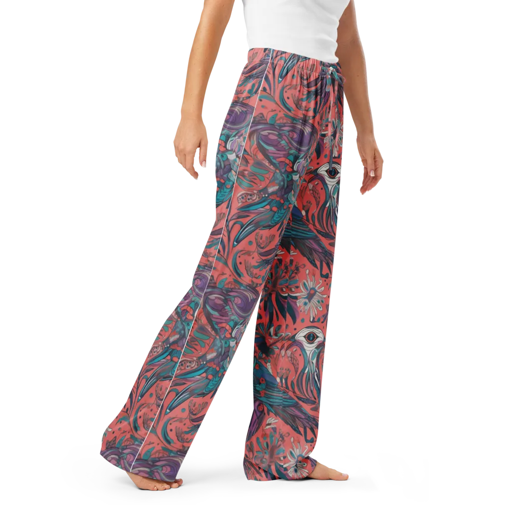 Coral Aviary on Women's Pajama Pants — Right Front