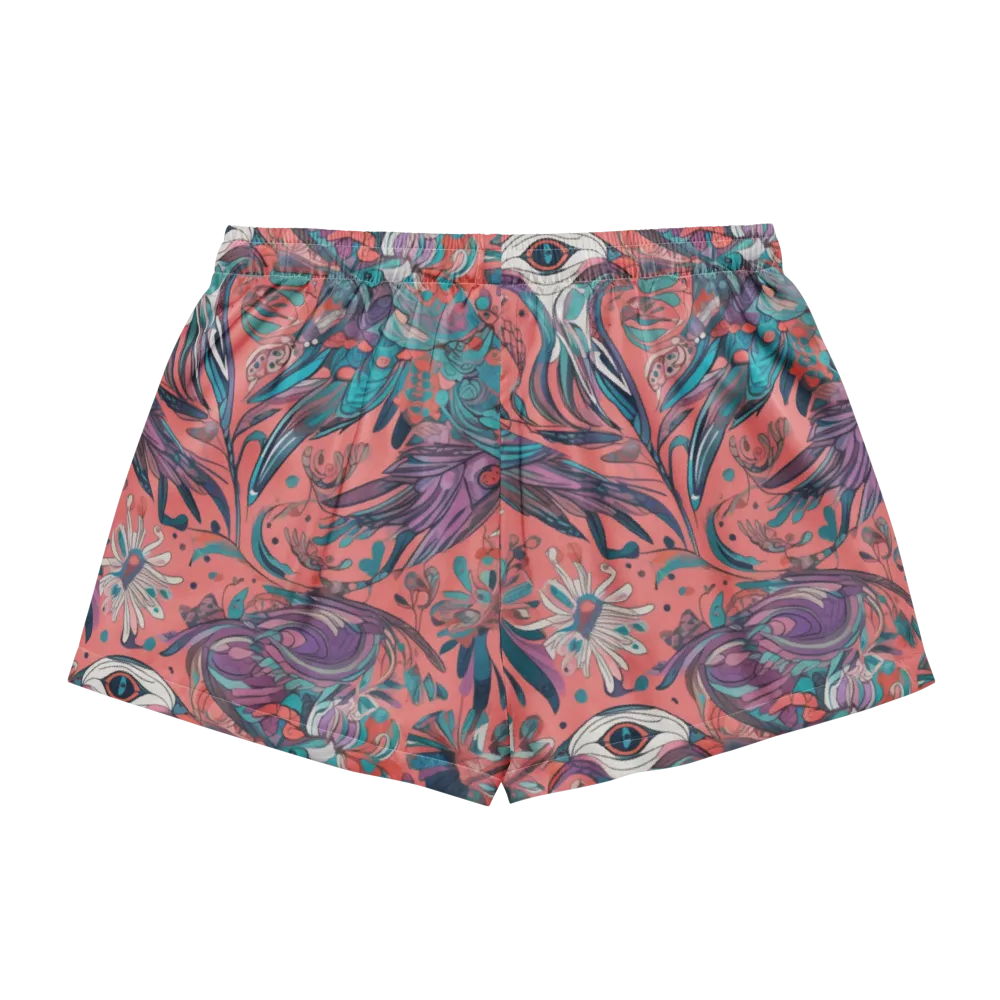 Coral Aviary on Women's Pajama Shorts — Back