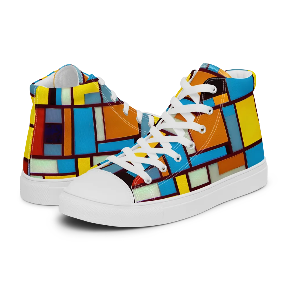 Bauhaus Blaze on Men's High Top Canvas Shoes — Left