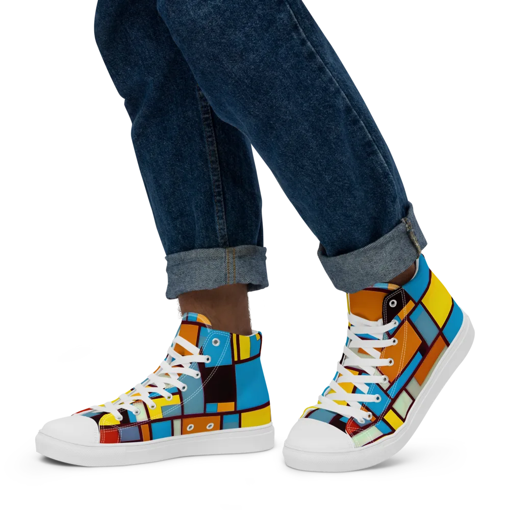 Bauhaus Blaze on Men's High Top Canvas Shoes — Left