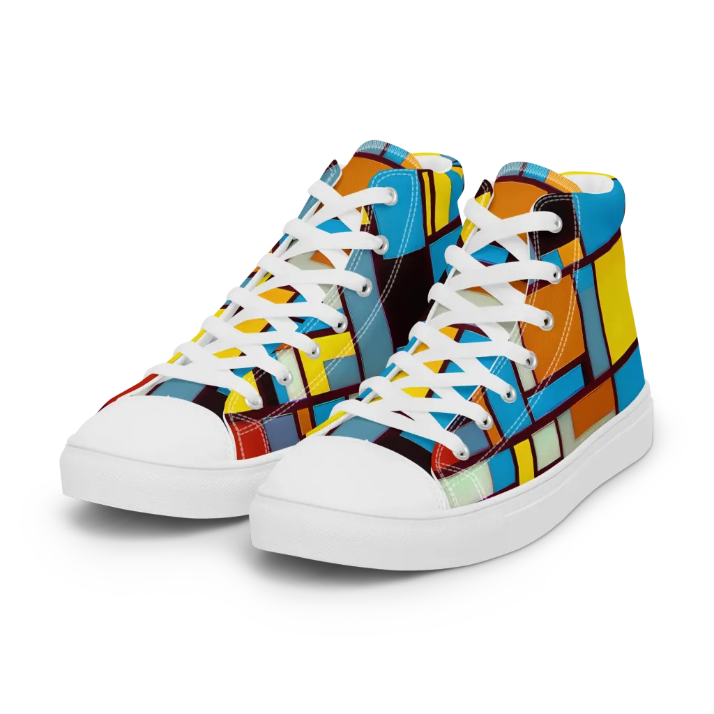 Bauhaus Blaze on Women's High Top Canvas Shoes — Left Front