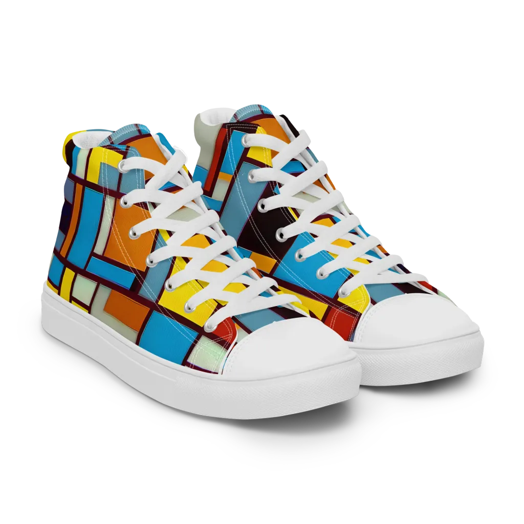 Bauhaus Blaze on Women's High Top Canvas Shoes — Right Front