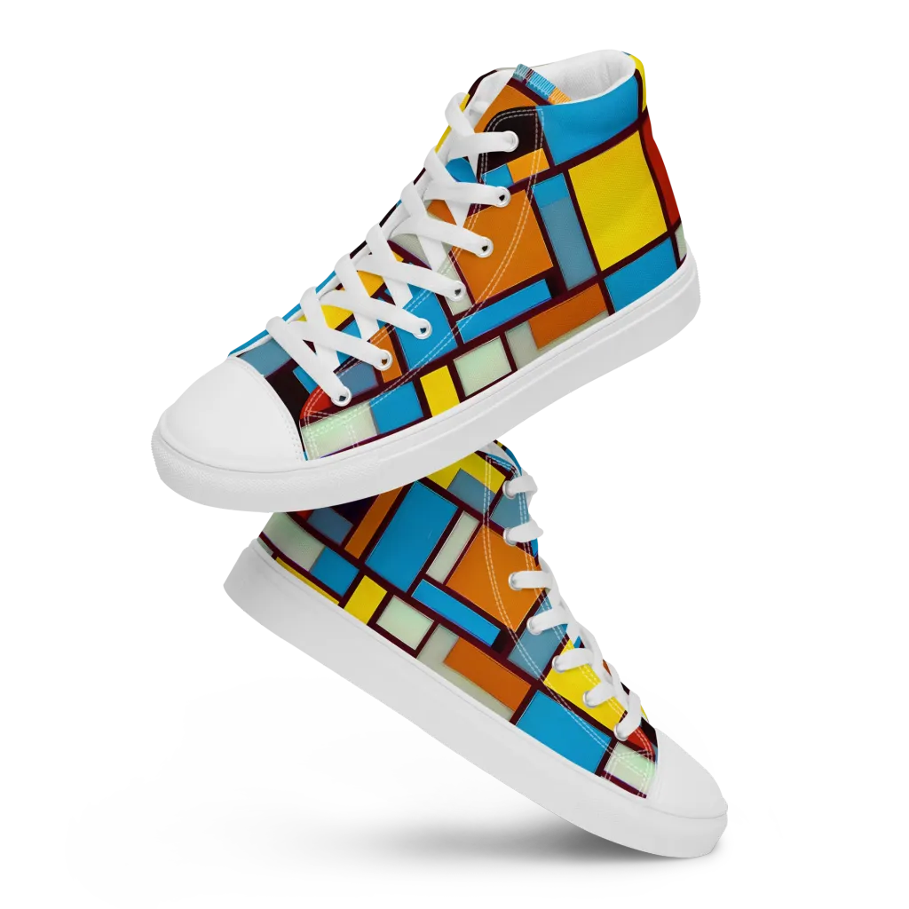 Bauhaus Blaze on Women's High Top Canvas Shoes — Front