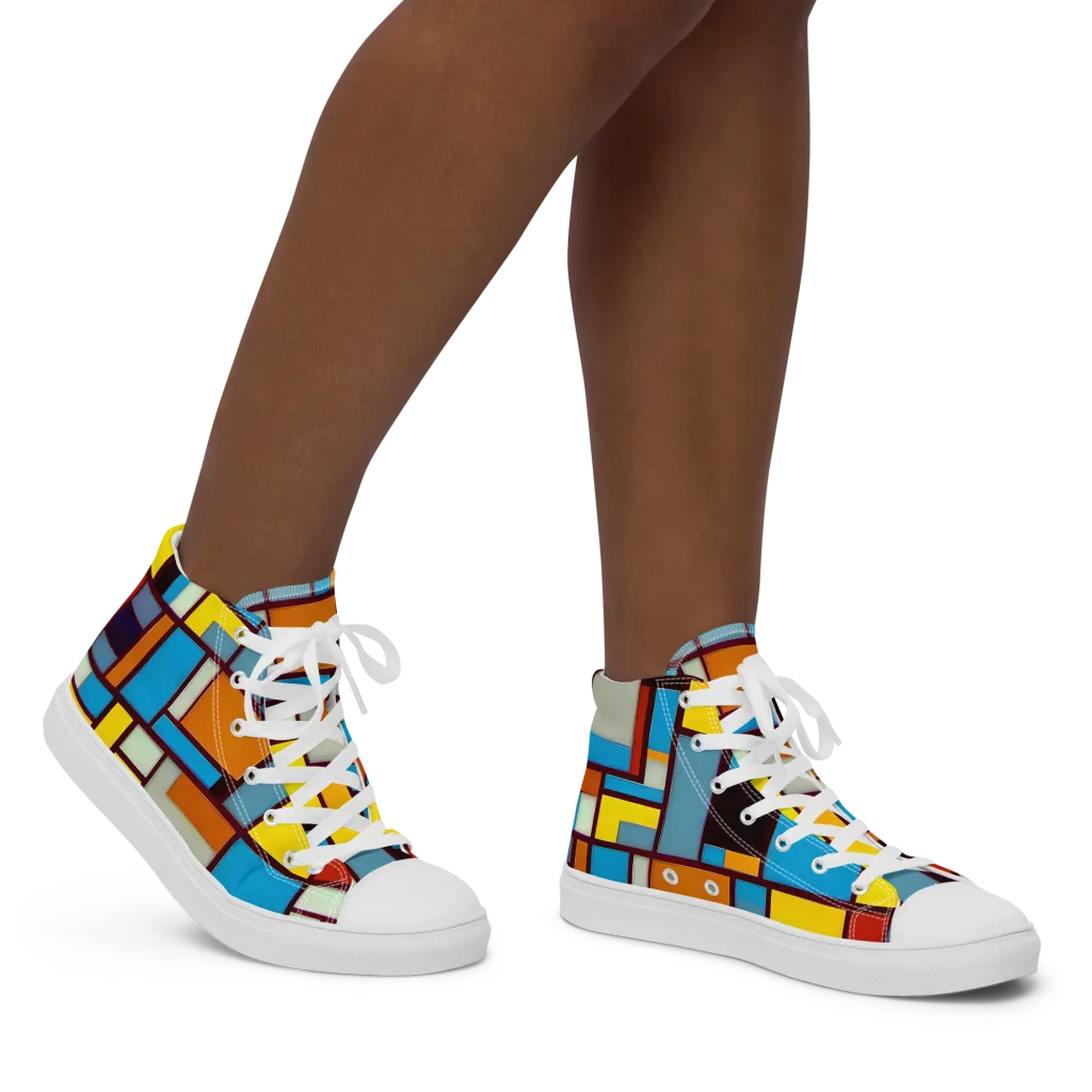 Bauhaus Blaze on Women's High Top Canvas Shoes — Right