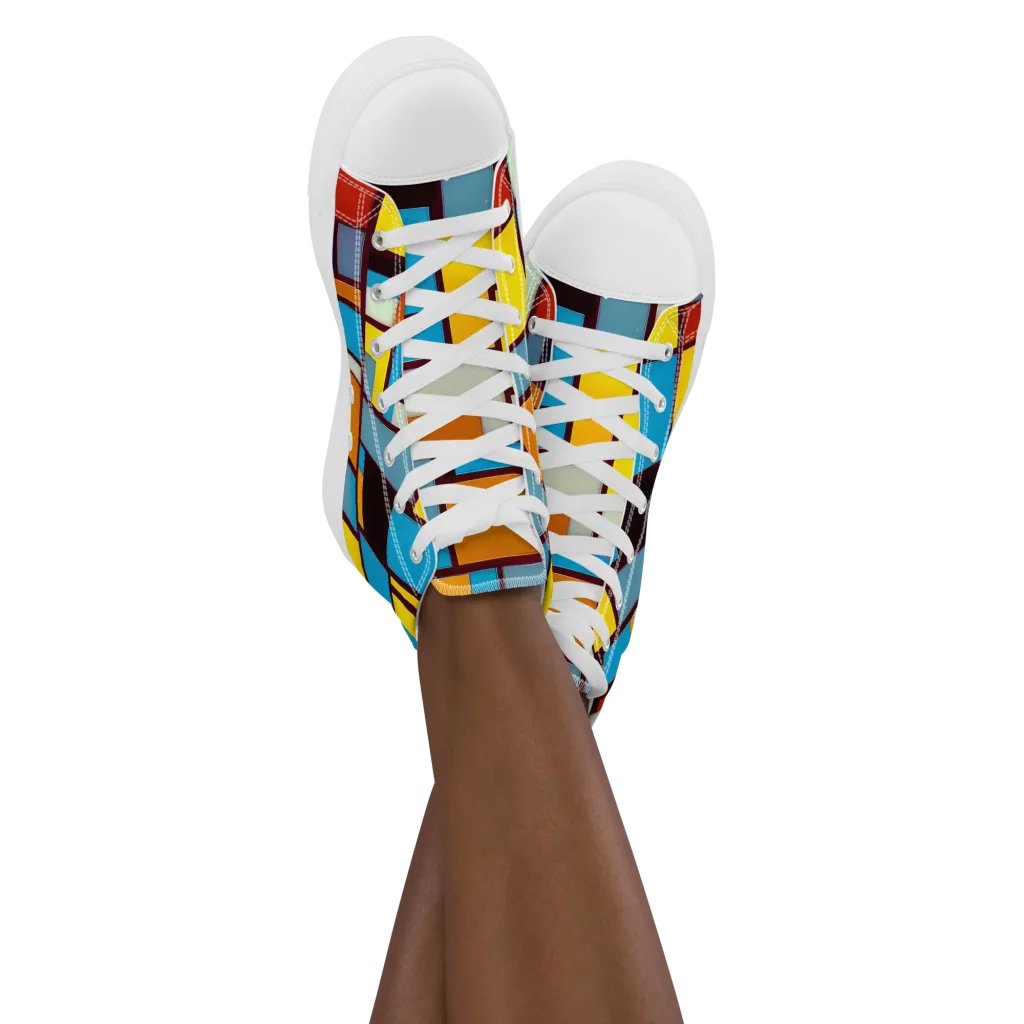 Bauhaus Blaze on Women's High Top Canvas Shoes — Front