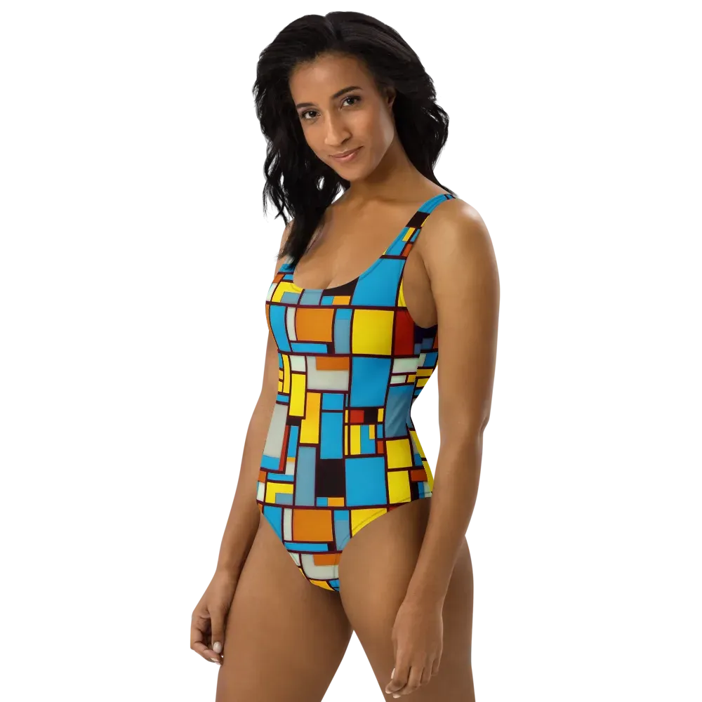 Bauhaus Blaze on One-Piece Swimsuit — Left