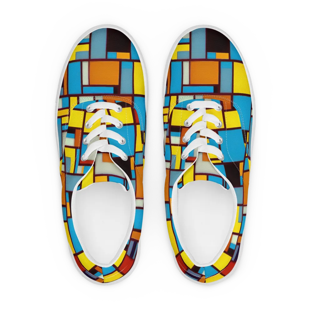 Bauhaus Blaze on Men's Lace-Up Canvas Shoes — Front