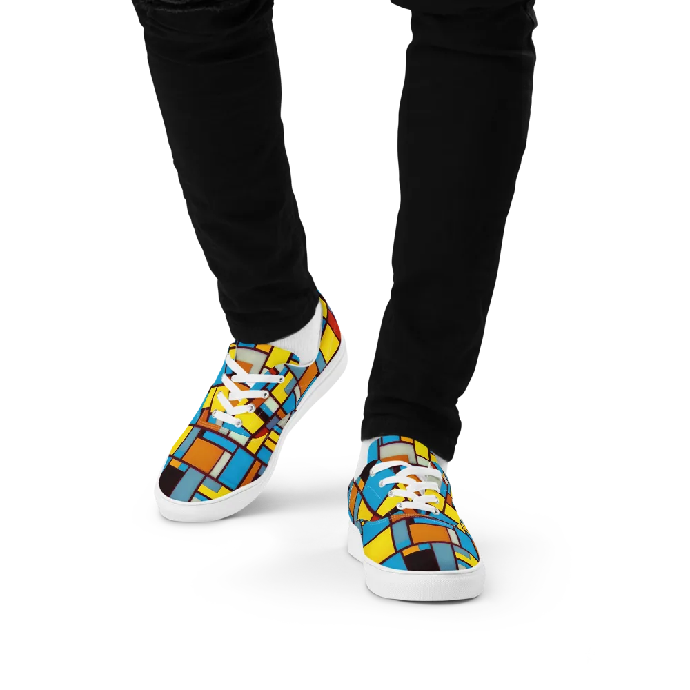 Bauhaus Blaze on Men's Lace-Up Canvas Shoes — Front