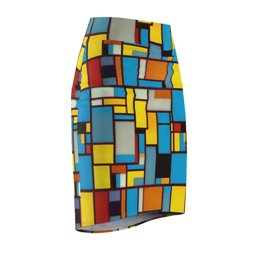 Bauhaus Blaze on Pencil Skirt — Front Side