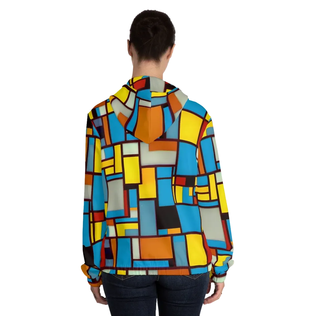 Bauhaus Blaze on Women's Full-Zip Hoodie — Back On Person