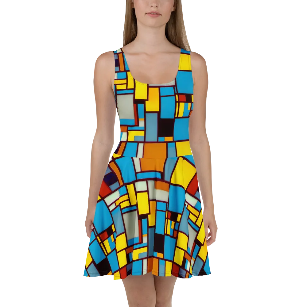 Bauhaus Blaze on Skater Dress — Front