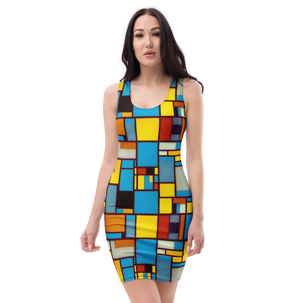 Bauhaus Blaze on Bodycon Dress — Front