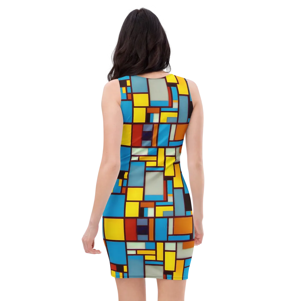 Bauhaus Blaze on Bodycon Dress — Back
