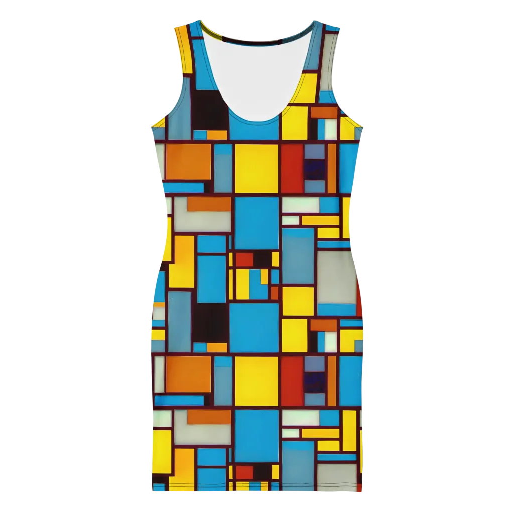 Bauhaus Blaze on Bodycon Dress — Front