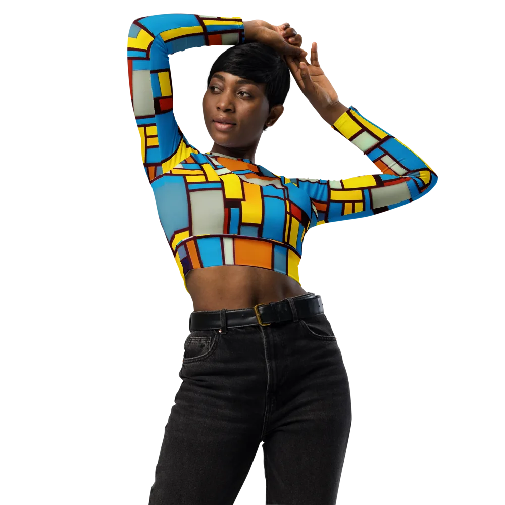 Bauhaus Blaze on Long Sleeve Crop Top — Front