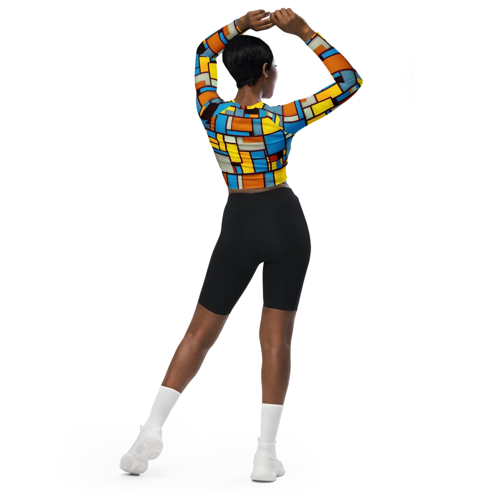 Bauhaus Blaze on Long Sleeve Crop Top — Back