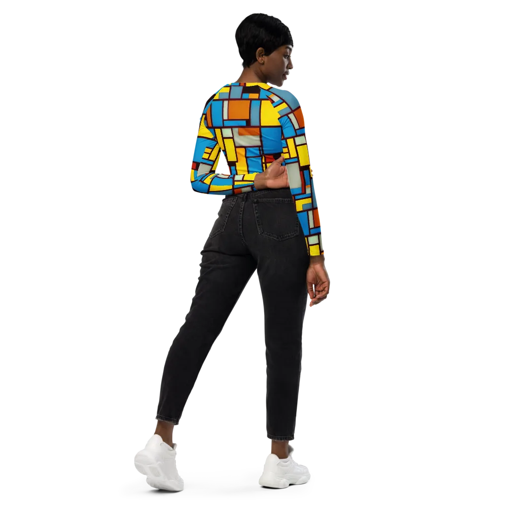 Bauhaus Blaze on Long Sleeve Crop Top — Right Back
