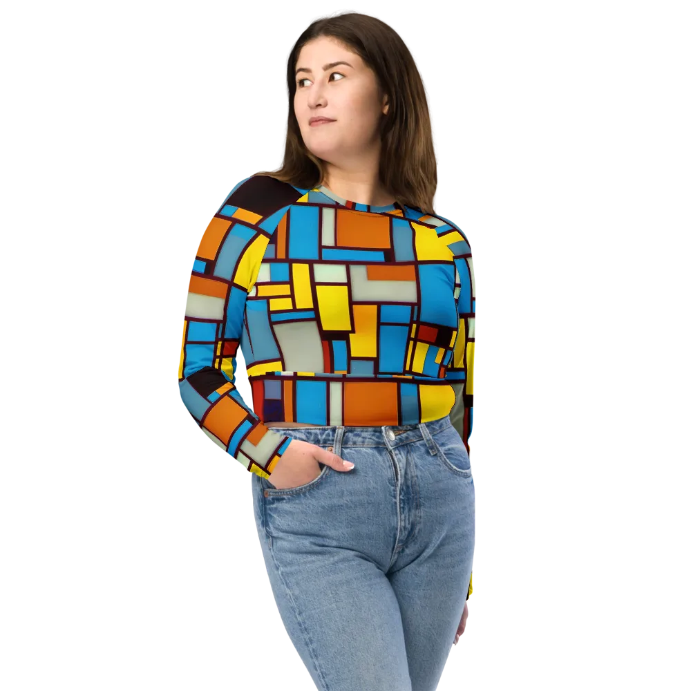 Bauhaus Blaze on Long Sleeve Crop Top — Front