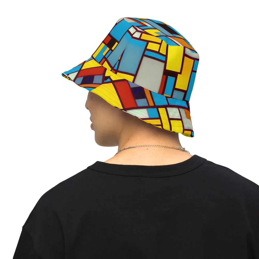 Bauhaus Blaze on Reversible Bucket Hat — Back Inside