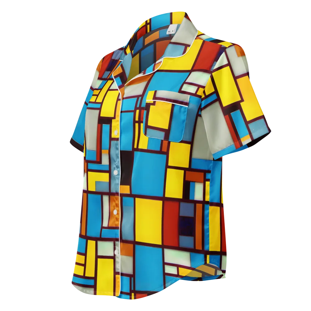 Bauhaus Blaze on Women's Short Sleeve Pajama Top — Left Front