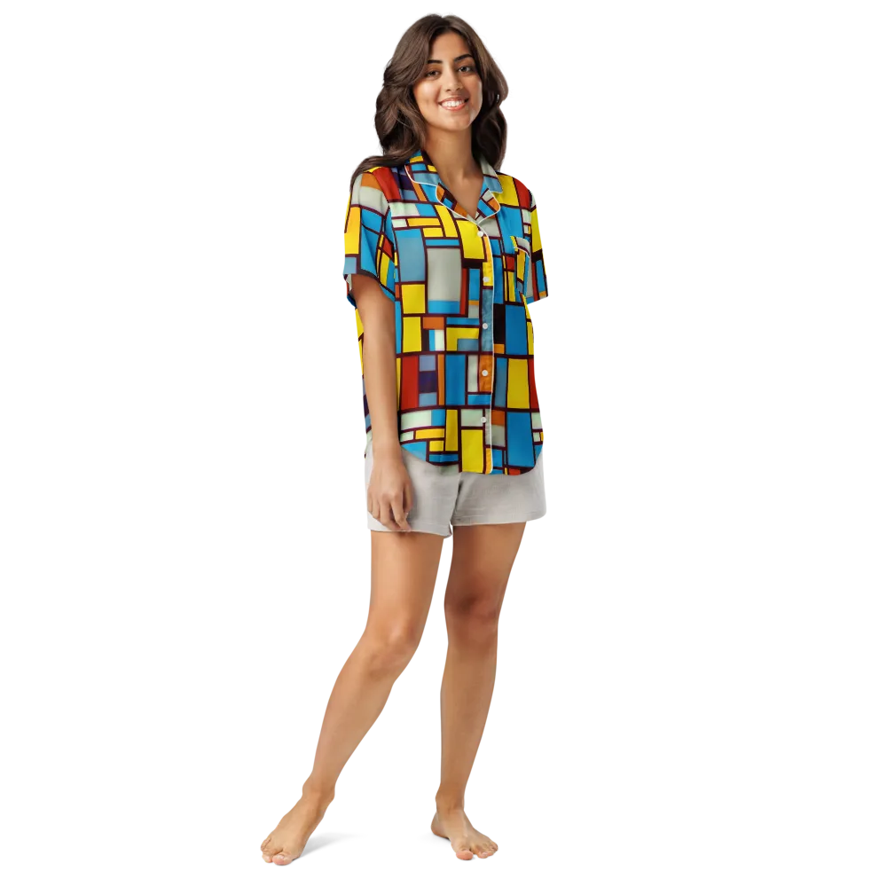 Bauhaus Blaze on Women's Short Sleeve Pajama Top — Front