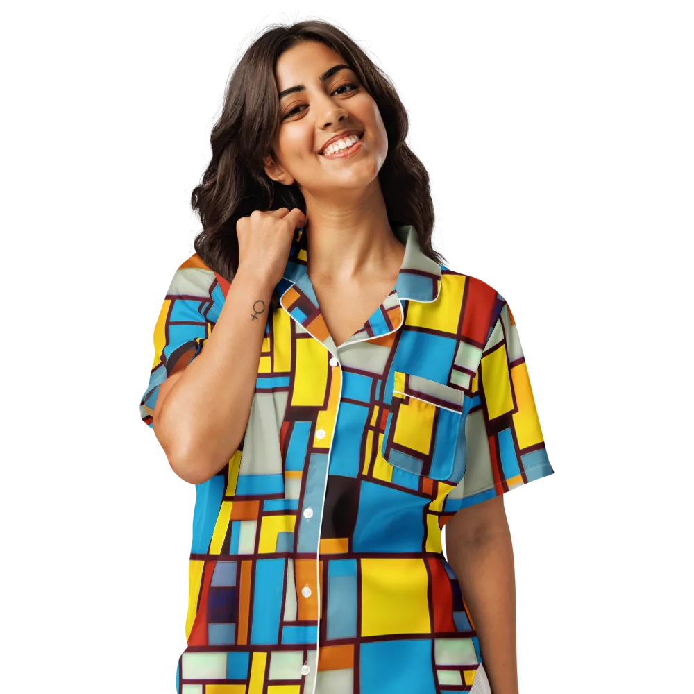 Bauhaus Blaze on Women's Short Sleeve Pajama Top — Front