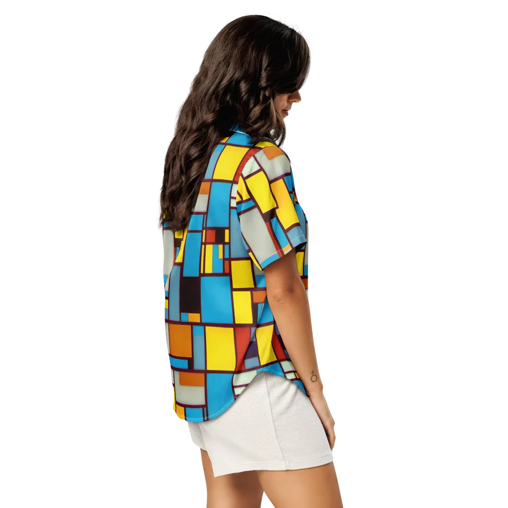 Bauhaus Blaze on Women's Short Sleeve Pajama Top — Right Back