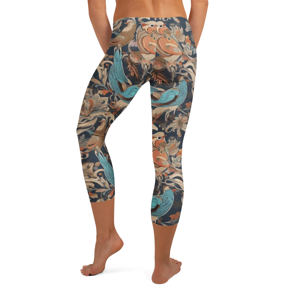 Aviary Nocturne on Capri Leggings — Back