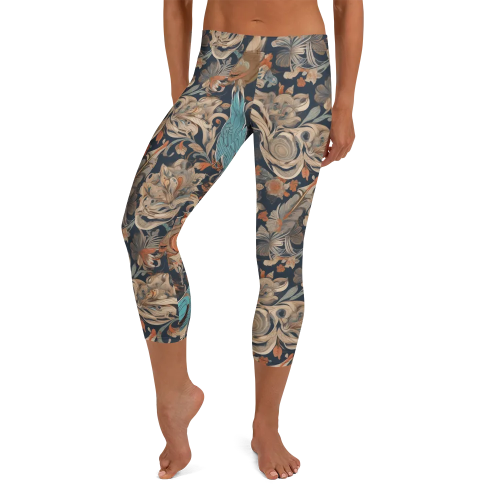 Aviary Nocturne on Capri Leggings — Front