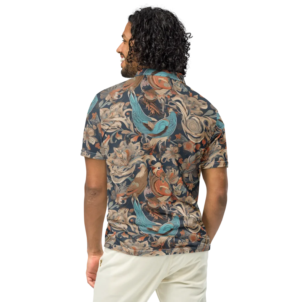 Aviary Nocturne on Men's Slim Fit Polo Shirt — Back