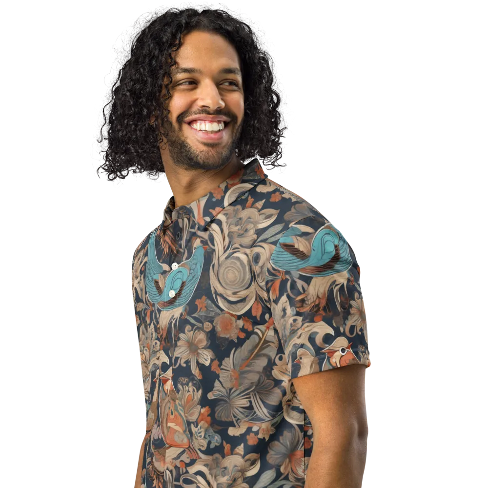 Aviary Nocturne on Men's Slim Fit Polo Shirt — Left Front
