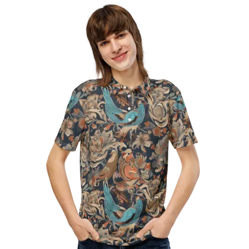 Aviary Nocturne on a Men's Slim Fit Polo Shirt