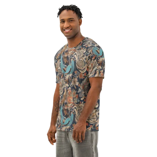 Aviary Nocturne on a Men's Cotton Crew Neck T-Shirt