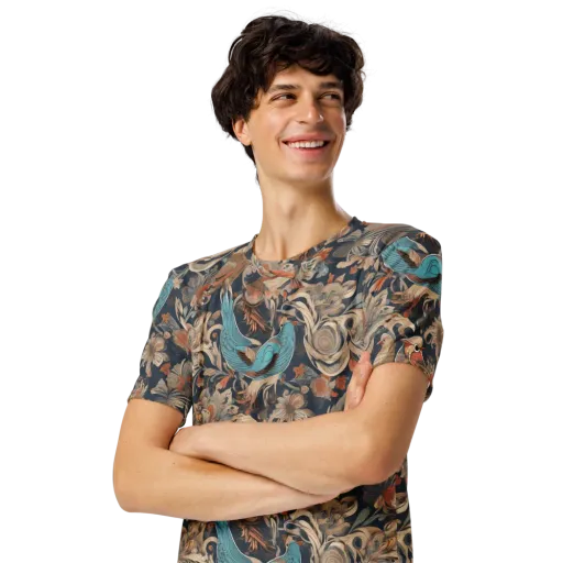 Aviary Nocturne on a Men's Crew Neck T-Shirt