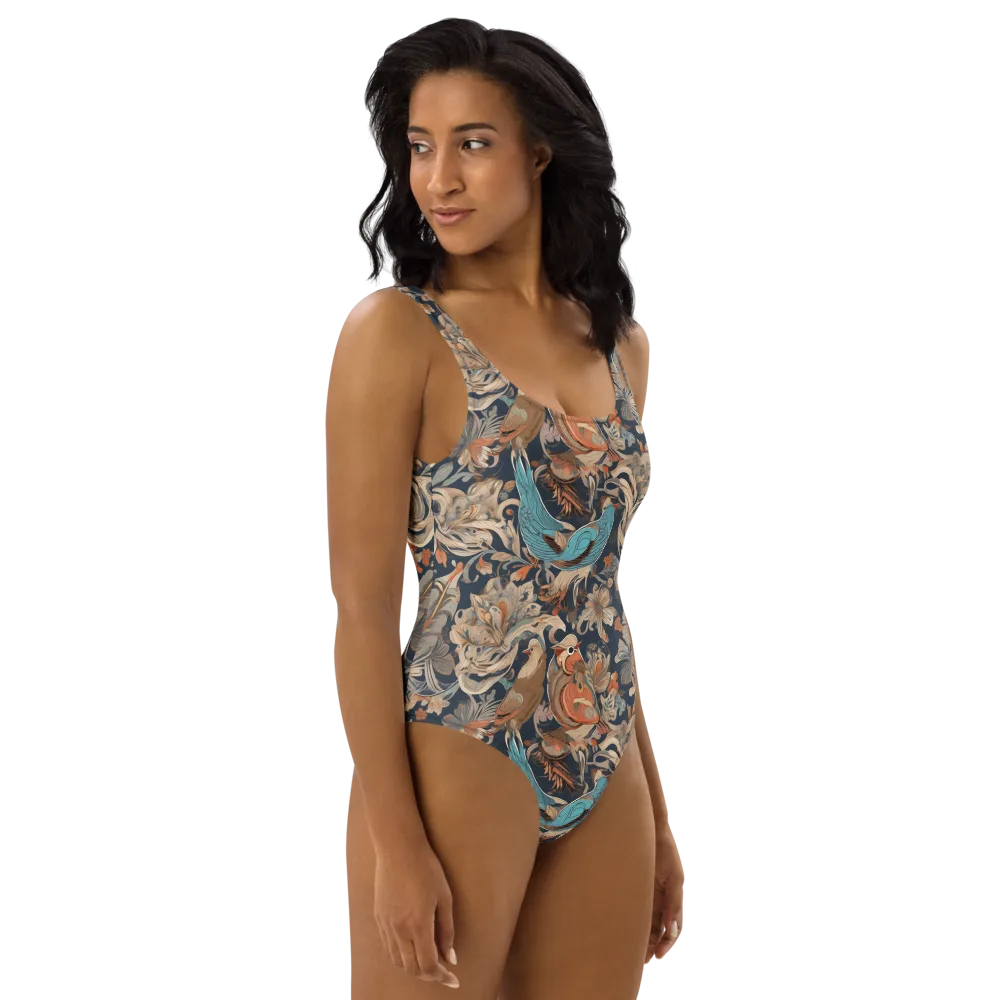 Aviary Nocturne on One-Piece Swimsuit — Right