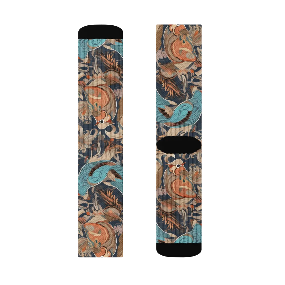 Aviary Nocturne on Socks — Left Sock