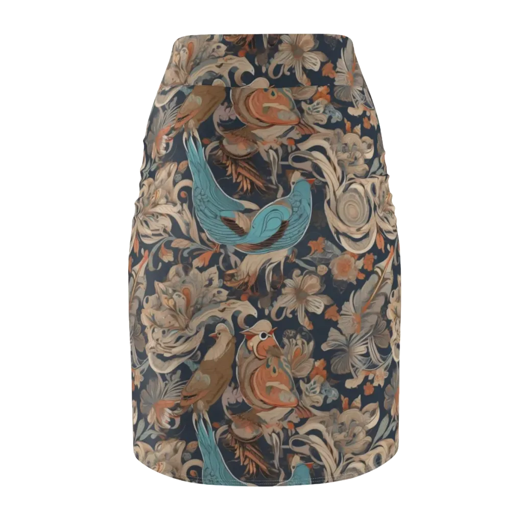 Aviary Nocturne on Pencil Skirt — Back