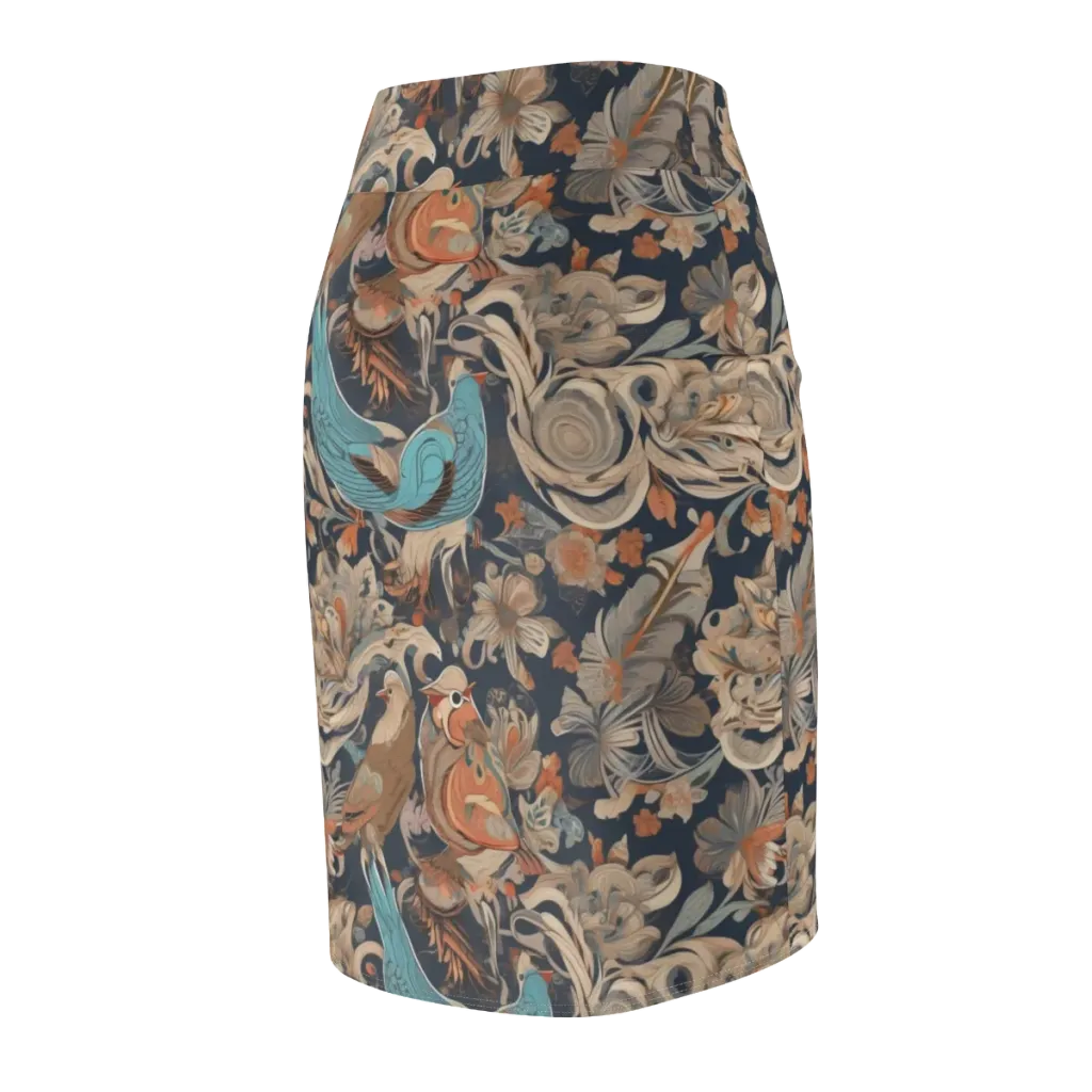 Aviary Nocturne on Pencil Skirt — Back Side