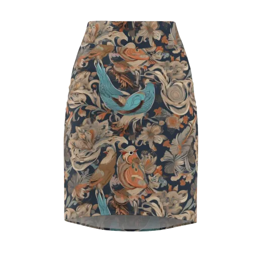 Aviary Nocturne on a Pencil Skirt