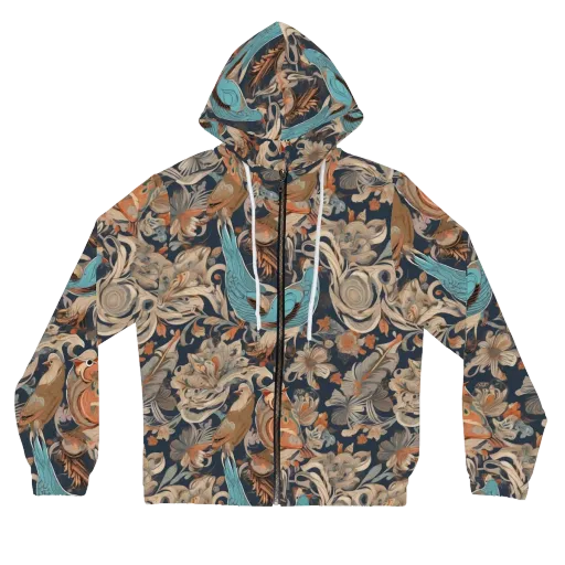 Aviary Nocturne on a Women's Full-Zip Hoodie