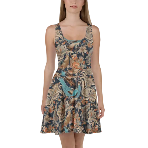 Aviary Nocturne on a Skater Dress